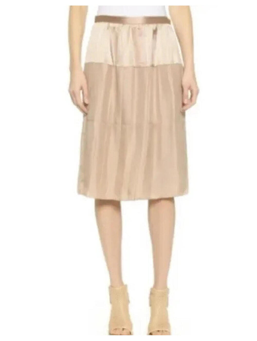 $395 RAG & BONE Maria Silk Skirt Rugby Tan Size 4 Midi Boho